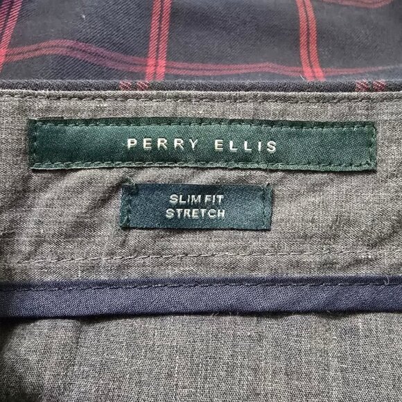 Perry Ellis NWT Windowpane Slim Fit Stretch Pants In Dark Sapphire Sz 30x30 - Picture 6 of 13